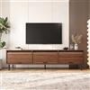 Fiednoy Mobile TV in legno di noce, 180 cm, con 3 ante scorrevoli | Mobile basso con scanalature verticali in rilievo, 5 piedini in metallo, portata 93 kg, panca TV per soggiorno, 190 cm