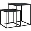 Generico Set di Tavolini 2 pz in Legno Multistrato e Metallo,Mobili,Tavoli,Tavolini Decorativi,Tavolini da Salotto,Nero,4.96 kg,343113