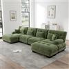 Piaenon Divano angolare modulare a forma di U verde, set da 4 posti con pouf mobile, combinazione flessibile fai da te, morbido tessuto di ciniglia, divano generoso