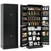 COSTWAY Credenza da Cucina Alta 166,5 cm, Mobile Dispensa in Legno | Armadio Multiuso con 4 Ante, 8 Scomparti, 16 Portaspezie con Tubi Anticaduta e Ripiani Regolabili, per Bagno e Sala da Pranzo