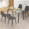 Meyvaser.com Ecommerce Company Tavolo fisso in vetro per sala da pranzo, gambe nere in metallo, stile versatile, 140 x 80 x 75 cm