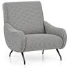 Cribel Poltrona Marilyn in Tessuto Pied de Poule Bianco e Nero | Design Vintage Anni '50 | Schienale Avvolgente e Seduta Confortevole | Ideale per Soggiorni Moderni