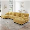 Piaenon Divano angolare modulare a forma di U giallo, set da 4 posti con pouf mobile, combinazione flessibile fai da te, tessuto di ciniglia morbido, divano generoso