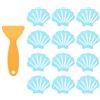 QUARKZMAN 12Pcs Adesivi Antiscivolo per Vasca da Bagno 9x7 cm per Bagno Blu | Adesivi Antiscivolo Per Doccia, Forma Conchiglia, Con Raschietto, Doccia Scale Dimensione