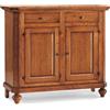 milani home - madia credenza in legno massello 104 x 43 x 98 cm, tinta noce, 2 ante e 2 cassetti
