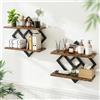 Bcuuozeeing Set di 2 mensole da parete in legno e metallo, supporto per piante sospese, mensola decorativa da parete, cornice per foto, decorazione per interni per soggiorno, casa, ufficio, legno