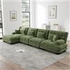 Piaenon Divano angolare modulare a forma di L, verde, set da 4 posti con pouf mobile, combinazione fai da te, rivestimento in ciniglia, comodo divano cloud per soggiorno