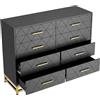Garvee Cassettiera comò larga 8 cassetti in legno | larga, per camera da letto/soggiorno/ingresso, mobile contenitore/porta TV, maniglie e gambe in metallo