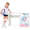 BAYAGU Scrivania Bambini Bianca con Mobiletto e Cassetti, Pallavolo | Per studio, disegno e computer, mobiletto laterale, cassetti, stampa colorata, arredo cameretta, montaggio semplice