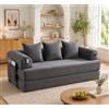 Yabunzel Divano pieghevole a 3 posti, 5 in 1, modulare, in velluto a coste, grigio | Divano pieghevole 5 in 1 con funzione reclinabile, 3 cuscini e tasche laterali, utilizzabile come divano angolare o lounge
