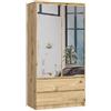 BDW Armadio 2 ante 2 cassetti 2 specchi per la camera da letto soggiorno corridoio 180x90x51 (Rovere Artisan)