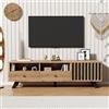 Fiednoy Mobile TV in legno, 150 cm, per TV da 60 pollici | Mobile basso con 2 cassetti, 1 armadio, scomparti semi-aperti, portata 45 kg, piccoli appartamenti