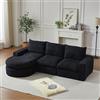 Muskel Divano angolare in ciniglia nero, divano lounge modulare con | Divano angolare in ciniglia, divano a L e divano lounge con comoda imbottitura in schiuma, mobili moderni per soggiorno