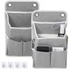 Naapesi 2 Pezzi Borsa Portaoggetti da Parete Pieghevole, Organizer da Appendere | Tasche Portaoggetti da Parete con 4 Ganci, Organizzatore a parete in tessuto per Bagno, Camera e Ufficio, Grigio