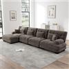 Piaenon Divano angolare modulare a forma di L marrone, set da 4 posti con pouf mobile, combinazione fai da te, rivestimento in ciniglia, comodo divano cloud per la casa