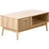 Beliani Tavolino da caffè in stile scandinavo Cassetto MDF Gambe in legno Scaffale Spazio di archiviazione Legno chiaro
