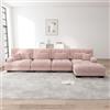 Piaenon Divano angolare modulare a forma di L rosa, set da 4 posti con pouf mobile, combinazione fai da te, rivestimento in ciniglia, comodo divano cloud per soggiorno