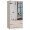 BDW Armadio 2 ante 2 cassetti 2 specchi per la camera da letto soggiorno corridoio 180x90x51 (Cashmere)