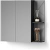 Livinity Mobiletto a specchio Ronco, Antracite lucido/Antracite 80 x 75 cm | 2 Ante · 3 scomparti · Ampia superficie a specchio · Cosmetici & cura · Sopra il lavabo