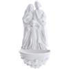 SHALOM - Acquasantiera Sacra Famiglia, in Resina Bianca. Altezza 20 Cm
