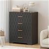 Garvee Cassettiera alta moderna 4 cassetti, comò verticale salvaspazio in legno 98×80×40 cm, maniglie dorate, per camera da letto/armadio/ingresso/soggiorno - Colore: Nero