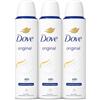 Dove Deodorante spray antitraspirante, confezione da 3 pezzi, 150 ml ciascuno, 48 ore di protezione dal sudore e dagli odori, formula 0% alcool, profumo di lunga durata con crema idratante 1/4, per la