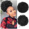 zhuyanbo007 Parrucca Chignon, Afro Puff Girl 8 pollici Kinky Curly Coulisse Coda di Cavallo Chignon Nero Extension for Capelli,Parrucca Chignon Disordinato(Dark black)