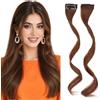 TESS Posticci Frangia Clip Frangetta Laterale Extension Capelli Sintetici 2 Ciocche Lunghe 30cm per Donna Modellare il Viso - Castano Chiaro