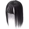 Generic Topper per capelli veri da donna, con base in seta, con frangia, realizzato a mano, colore nero #39