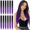 HIVTE 12 Pezzi Extension a Clip Ombre Nero Viola Scuro 55cm, Accessori Capelli Stile Gotico Halloween per Donna