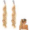 LEFZUR Set di 2 Extension per Capelli Intrecciate Biondo Cenere, Extensioni Sintetiche con Onde e Ricci, Set Chignon e Coda di Cavallo Naturale per Donna