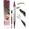 iMethod Matita per sopracciglia 2 in 1 Eyeliner con pennello bifacciale per microblading 4D sopracciglia simili ai capelli con spazzola sopracciglia marrone