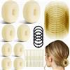 XoeLLe 63 pezzi 9/8/6 cm retine invisibili per capelli a ciambella, color crema