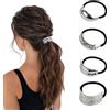 Rainway 4 elastici per capelli da donna, in argento, con gioielli, anelli per capelli color argento
