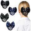 YoneJave Set da 4 Retine per Capelli Spesse con Fiocco, Nero e Blu Ciambelle per Chignon di Retina per Capelli, Retine per Chignon con Fiocco Satinato e Clip per Lavoro Danza e Nozze