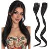 TESS Posticci Frangia Clip Frangetta Laterale Extension Capelli Sintetici 2 Ciocche Lunghe 30cm per Donna Modellare il Viso - Nero
