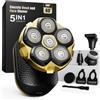 Trimcoo 5-IN-1 Magnetic Electric Trimmer, Head Shaver Pro for Bald Men, IPX7 Waterproof for Body Hair Grooming (Gold)