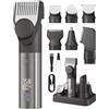 MANSPOT Rasoio elettrico da uomo 7 in 1 per barba e peli del naso | All-in-One per barba, naso e corpo, motore 7500 giri/min, ruota di precisione da 1-12 mm, IPX7, 210 min