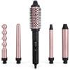 Generico BDIT Accessori Arricciacapelli 5 in 1 con 5 Testine Intercambiabili, Set Styling Capelli con Ferri 19 mm, 19-25 mm, 25 mm, 32 mm e Spazzola 38 mm, 3 Livelli di Temperatura, Rosa e Nero