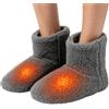 Mbuaopa Scaldapiedi Elettrico, Scaldapiedi Riscaldato con Ricarica USB per Uomo | Scarpe Riscaldanti in Peluche, Morbide e Calde Scarpe Elettriche, Rilassanti e Ricaricabili, per l'Inverno Freddo, Grigio