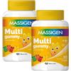 Massigen - Multi Gummy, Multivitaminico per Bambini 4-14 Anni, Due Confezioni da 60 Caramelle, Vitamine Gommose con Vitamina A, C, E, D, B6, B12 e Acido Folico, Quattro Gusti, Senza Glutine e Lattosio