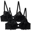 Amazon Essentials Reggiseno a Balconcino in Pizzo Elasticizzato Donna, Confezione da 2