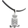 Cozzi Gioielli Esercito Italiano : Ciondolo in Argento 925 e Collana in Caucciù con chiusura in Argento 925 - Pendente con Fregio - Simbolo - Stemma - Girocollo