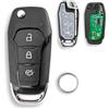 GLOUVDEYZ 433MHZ FSK 3 tasti telecomando auto con chip ID49 DS7T-15K601-B per Ford Fiesta Focus Galaxy Mustang S-Max KA Mondeo Puma Transit Tourneo Connect con portachiavi