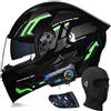 BEIVCGZE Casco Modulare Moto Bluetooth Integrato, Certificazione ECE/DOT Caschi Modulari Apribili Dual Visor Anti-Fog Caschi