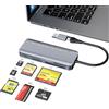 clickfish Lettore di schede 7 in 1 Memory Stick Pro Duo, USB-C Multi Card Reader per SD/TF/CF/MS/XD, lettore di schede SD per iPhone, tablet, laptop, Windows, Linux, Android, fotocamera, Game Track Camera