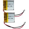 RmtcBal 2 batterie LiPo 3,7 V 120 mAh 402020 con connettore PHR 1,25 mm 2 pin, batteria ai polimeri di litio ricaricabile, 21 × 20 × 4,3 mm, per fai da te, Bluetooth e piccoli dispositivi elettronici