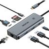 MOKiN Hub USB C Multiporta 8 in 1 Adattatore USB C HDMI 4K per MacBook Pro/Air | 3 porte USB 3.0, Ethernet RJ45, lettura di schede SD/TF, ricarica PD 100W, lettore di schede di memoria SD/TF per MacBook Pro