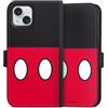 DeinDesign Custodia a portafoglio compatibile con Apple iPhone 15 Custodia per cellulare di similpelle nera Cover a libro Topolino Disney Prodotto ufficiale su licenza