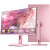 CUNPU - Monitor da gioco da 27 pollici, colore rosa pastello QHD 2560 x 1440, 180 Hz, 1 ms, GTG Fast IPS Monitor, 90% DCI-P3, sincronizzazione adattiva, altoparlante integrato, altezza girevole